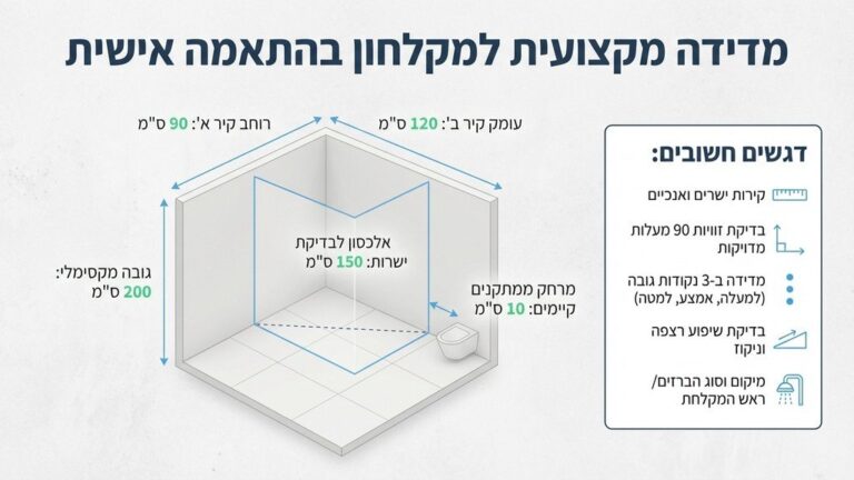 תכנון ומדידה של חלל חדר הרחצה