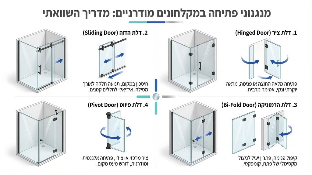 נוצר על ידי מודל בינה מלאכותית Gemini Pro מקלחון זכוכית עם דלתות הזזה בעיצוב מודרני